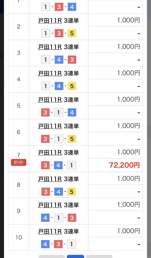 2025年11月8日戸田11Rの舟券