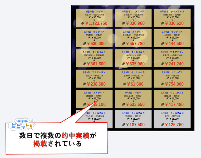 競艇ダイヤモンドの的中実績